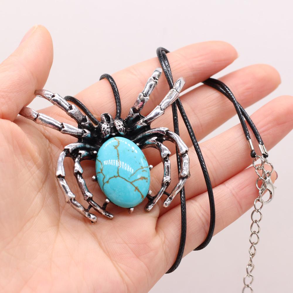 Natural Shell Alloy Necklace Spider-Shaped Brooch Pendant Charms For Elegant Women Love Romantic Gift