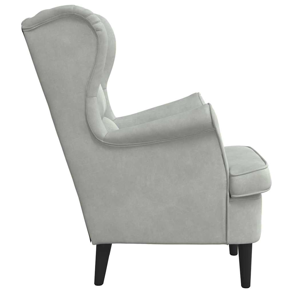 Armchair Light Grey Velvet