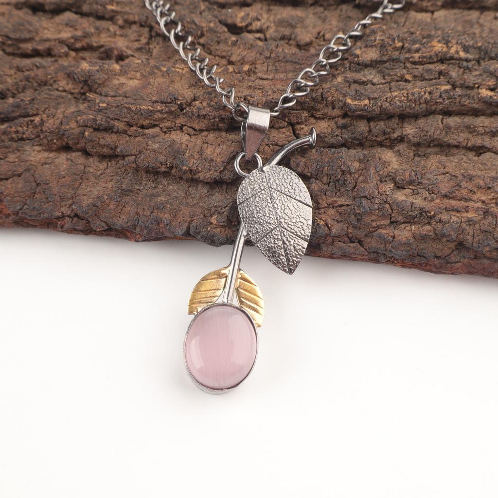 Natural Purple Cat'S Eye Sterling Silver Mother Gift Engagement Birthday Pendant PP-55-43