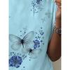 Ladies' 3D Printed Butterfly Floral Casual T-shirt Short Sleeved Round Neck Shirt