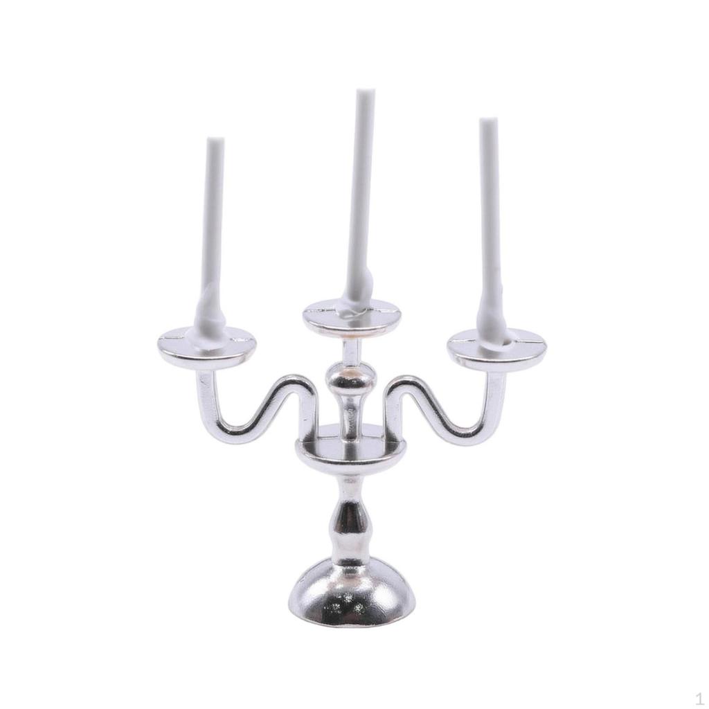 Miniature Candelabra Decorative Dollhouse Vintage Candle Holder for Hobbyists,