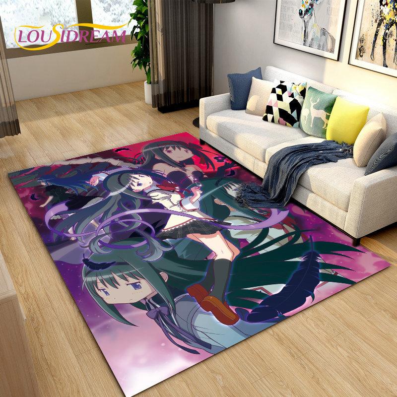 Puella Magi Madoka Magica Cartoon Area Rug,Carpet Rug for Living Room Bedroom Sofa Doormat Decoration, Kids Non-slip Floor Mat