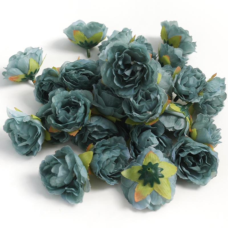 

10Pcs Rose Artificial Flowers Heads 4CM Silk Fake Flowers for Home Room Decor Wedding Decoration DIY Craft Garland Accessories тиффани синий