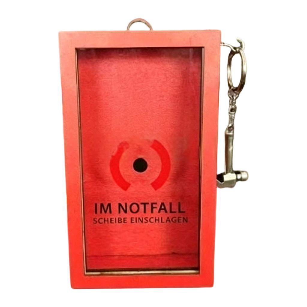 Emergency Glass Break Box with Mini Hammer Wooden Case Novelty Gag Gift for Desk or Wall Display Prank Item