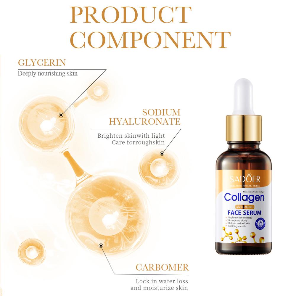 SADOER Collagen Serum for Women - Hydrating & Refreshing, 30ml Moisturizing Essence with Glycerin, Suitable for All Skin Types