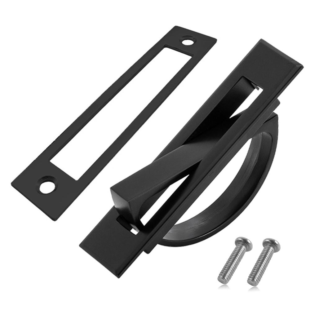 

Домашний напольный шкаф Ручка двери из цинкового сплава Накладка-пушпул Замок Татами Скрытая ручка Врезная чёрный