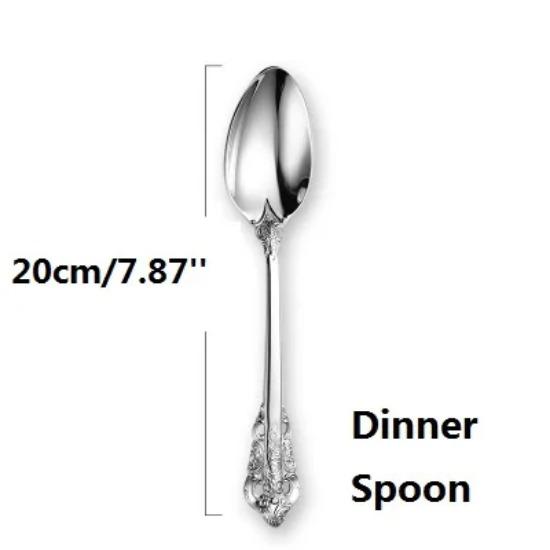 Silver Tableware Classic Silverware Stainless Steel Dinner Knife Fork Spoon Wedding Occasion Cutlery Xmas Western Dinnerware 1Pcs Vintage