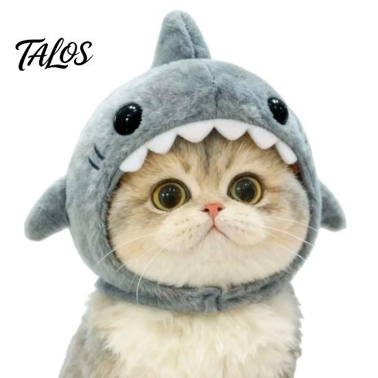 Winter Plush Warm Headgear Cat Shark Hood Hat, Headgear, Cozy Cute Soft Polyester Pet Headwear Hat Accessory for Cats Small Dogs Fun Photo Props