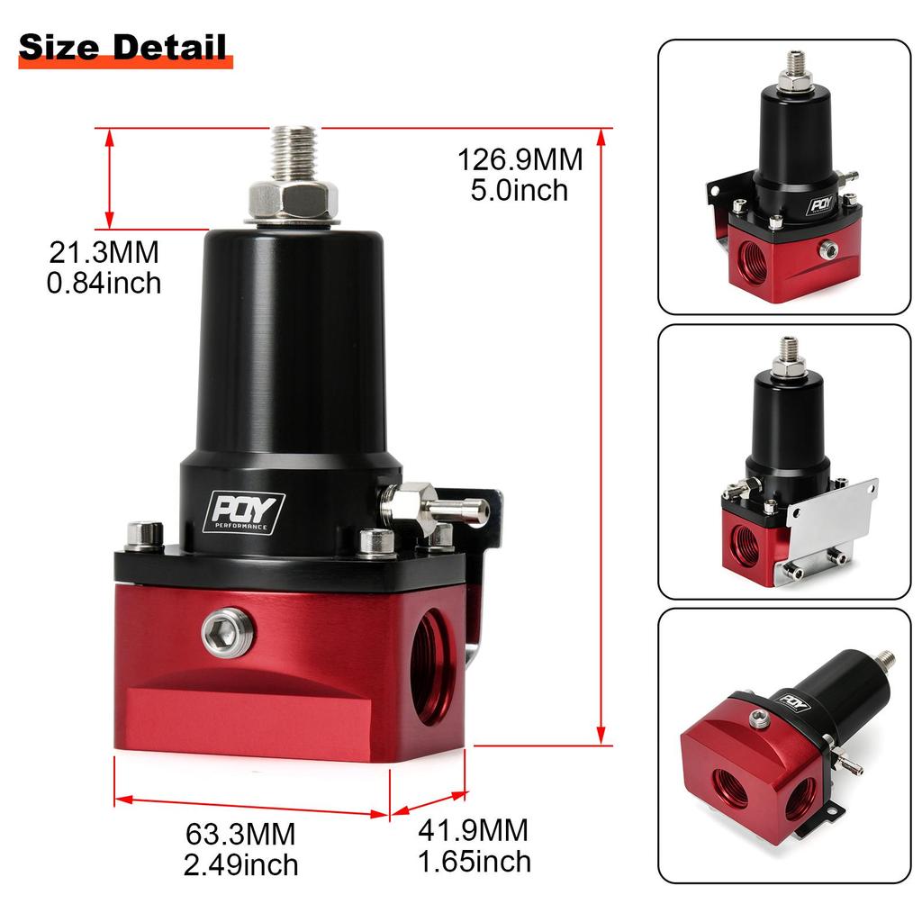 Adjustable Fuel Pressure Regulator 30-140PSI Adjustable Pressure Range 10AN Feed Ports & 10AN Return Port With 0-160PSI Gauge Set