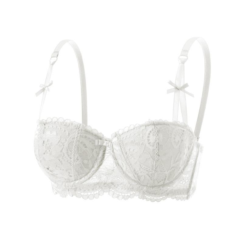 Reggiseno in Pizzo Rosso con Fiocco Spalline Regolabili Supporto con Ferretto