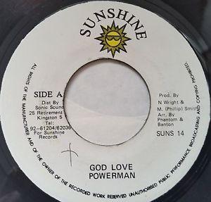 

7inch Record POWERMAN - God Love SUNS14 Sunshine Jamaica Reggae, Ska & Dub Used