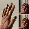 1/5Pcs No Manicure Open Ring Irregular Metallic Skin Texture Lightweight Nail Art Ring Adjustable