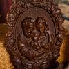 Religious Holy Family Wooden Icons Catholic Home Wall Decor, Wood Carved Byzantine Icons Gifts