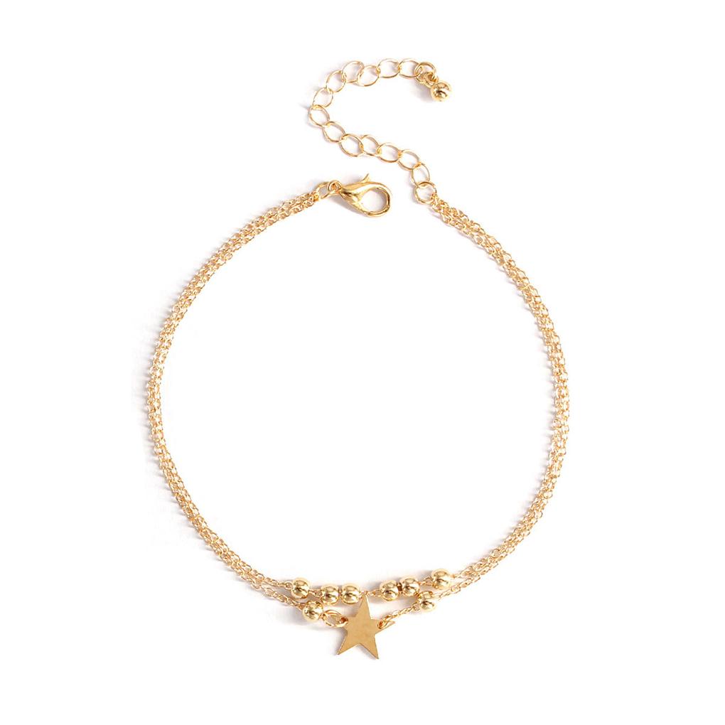 

Anklets Layered Beach Beaded Stylish Ankle Foot Hanging Universal Jewelry Accessories Star Bracelets Pendent for Girls золотой