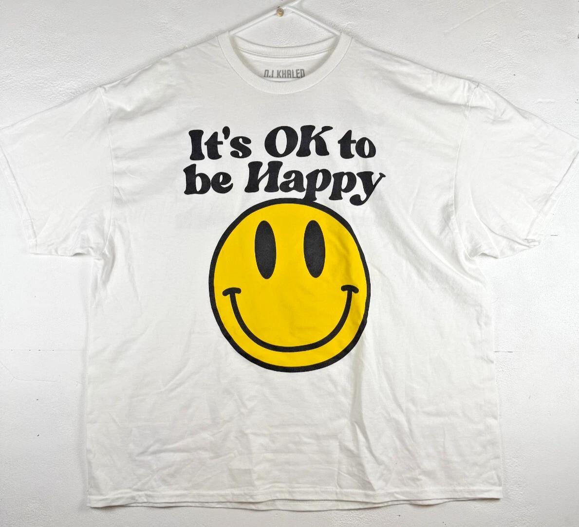 

Size 3XL - DJ Khaled It s OK To Be Happy Checklist Graphic 100% Cotton T-shirt Mens Tees Top White L