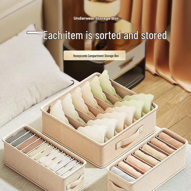 Dorm Underwear & Socks Organizer: Three-in-One Drawer Storage Box for Bras and Underpants