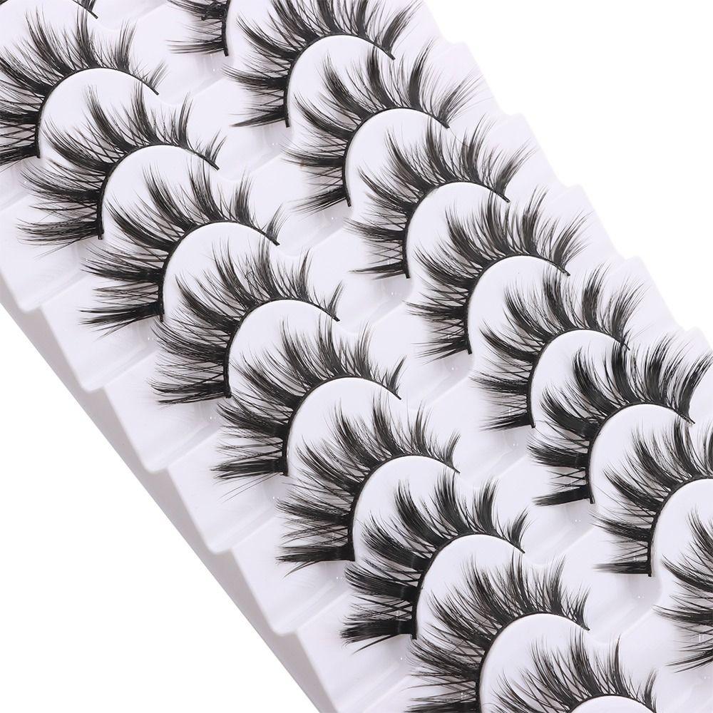 10 Pairs Natural Long False Eyelashes Fluffy Manga Lashes Fake Lashes  Eye Makeup Tool