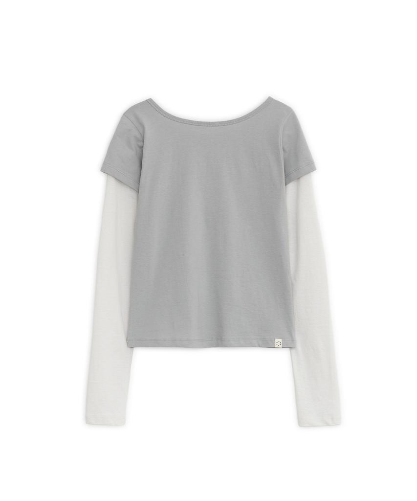 OHESHIO Floral Label Layered T-Shirt, Gray
