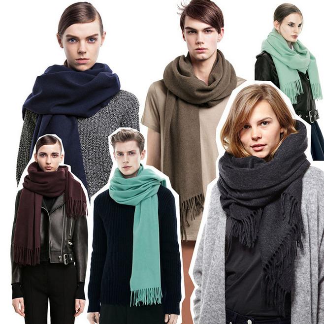 Autumn And Winter New Women'S Cashmere Scarf Solid Color Imitation Cashmere Pulling Scarf Thick Embroidery Cashmere Shawl