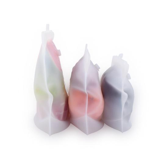 Semi Transparent Self-Sealed Silicone Kitchen Fridge Food Storage Bag Organizer