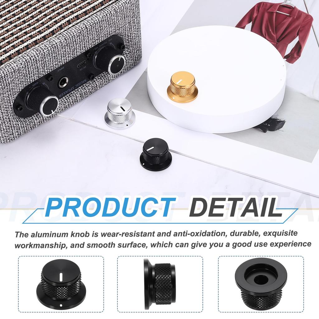uxcell Aluminum Potentiometer Knobs Inch Volume Tone Control Top Hat Knobs for Guitar Instruments Audio Mixer Amplifiers Black 2-Pack 1/4