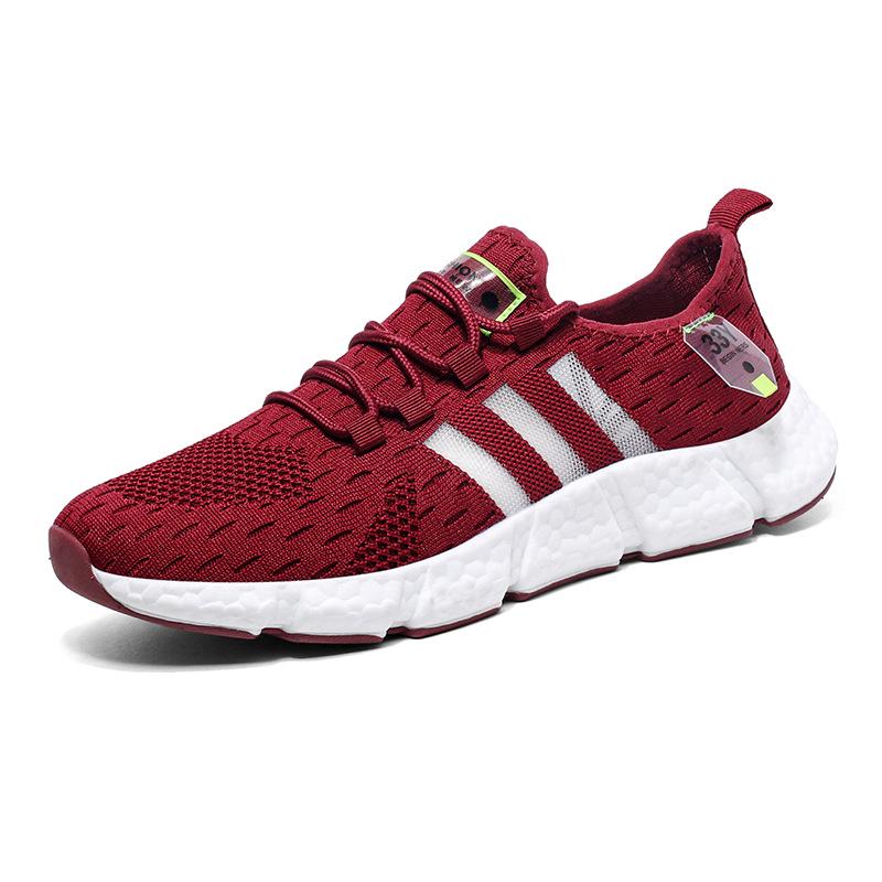 Seventeen-Color Versatile Plus Size Men's Flyknit Sneakers with Breathable Mesh and Popcorn Sole