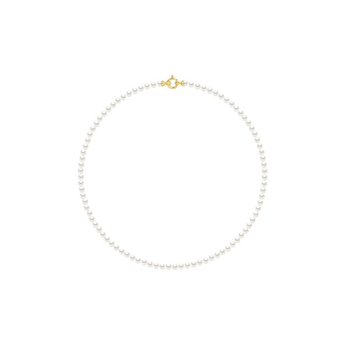 Collier - PEARLS & COLORS - Prestige - Perles d'eau douce rondes 4-5 mm - Perles blanches AAA+ - Or jaune 9 ct