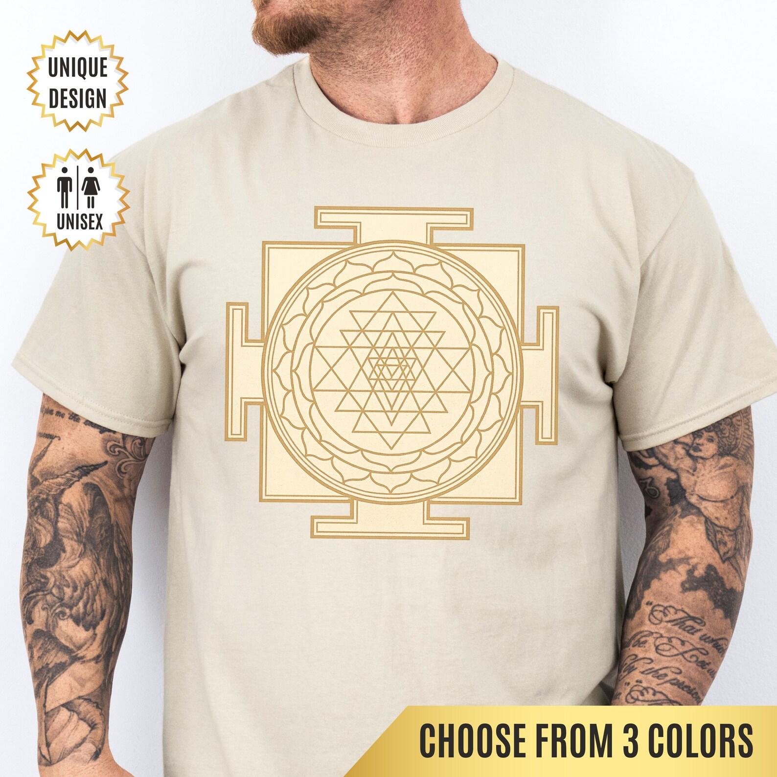 Sri Yantra T-Shirt Sacred Geometry Mandala Tee Tantric Energy Symbol | Spiritual Gift for Yoga, Meditation & Manifestation Seekers M