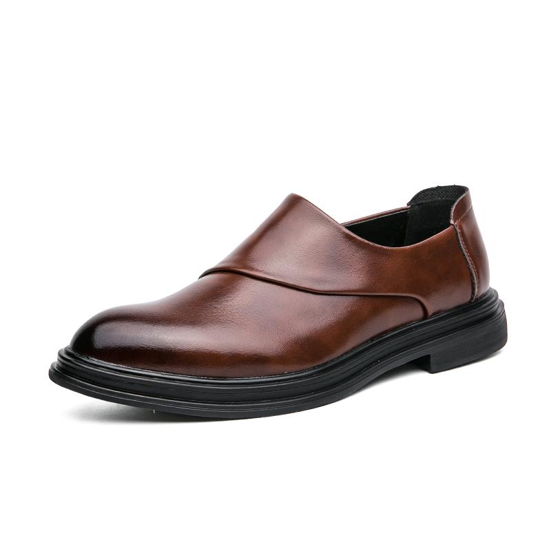 Fashion British Style Pointed Elegant Men's Dress Shoes Anti Slip Wear-resistant Men's Leather Casual Shoes Work Shoes Low Cut Versatile