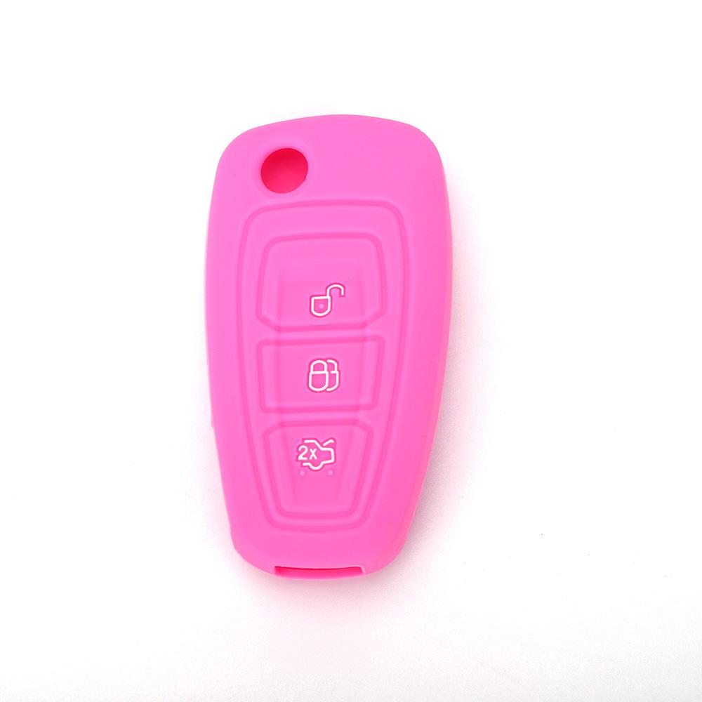 Silicone Car Key Cover for Ford New Focus 3-Button Folding Key светло-розовый