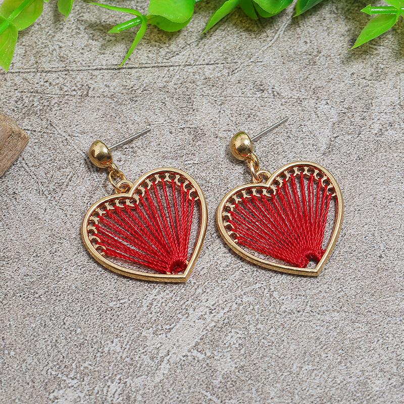 

Handmade retro personalized woven stud earrings women s versatile vacation style long geometric earrings trendy simple earrings