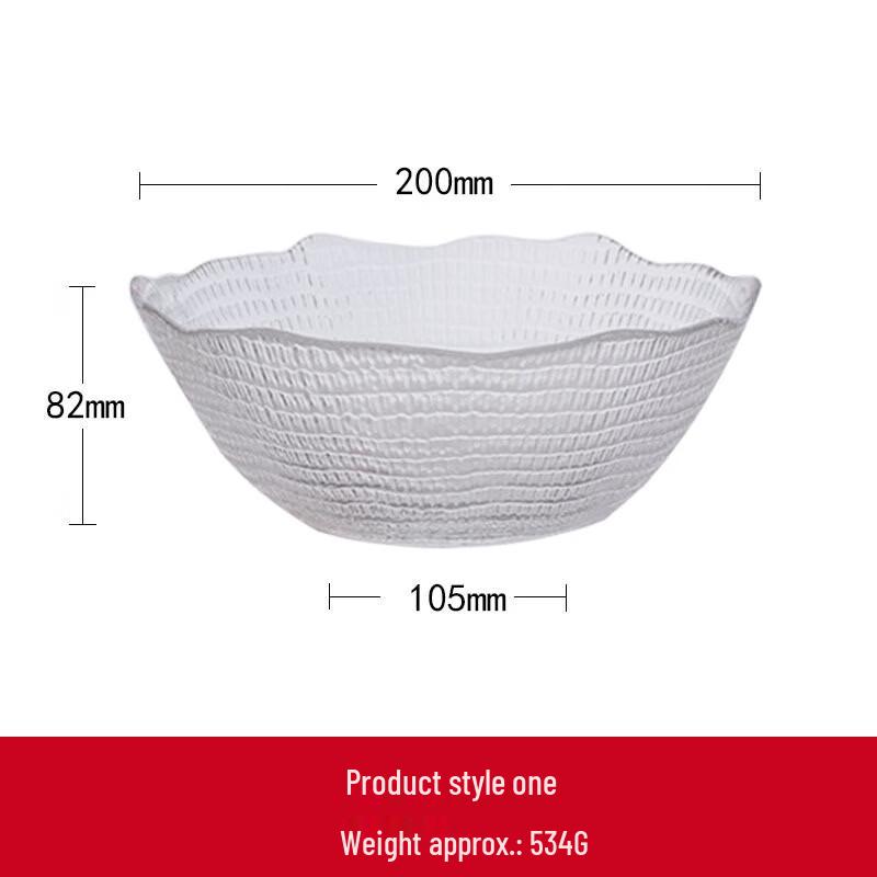 ZISIZ Large Irregular Diamond Glass Salad Bowls (Set of 2)