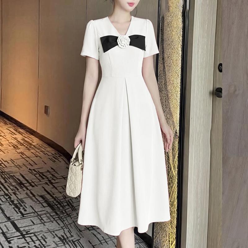 ZANZEA Women Elegant Casual V-Neck Short Sleeve A-Line Dress S