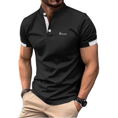Vêtements Homme Été Nouveau Polo Homme Manches Courtes Col Montant Coupe Slim Mode Imprimé Logo Polo Boutonné