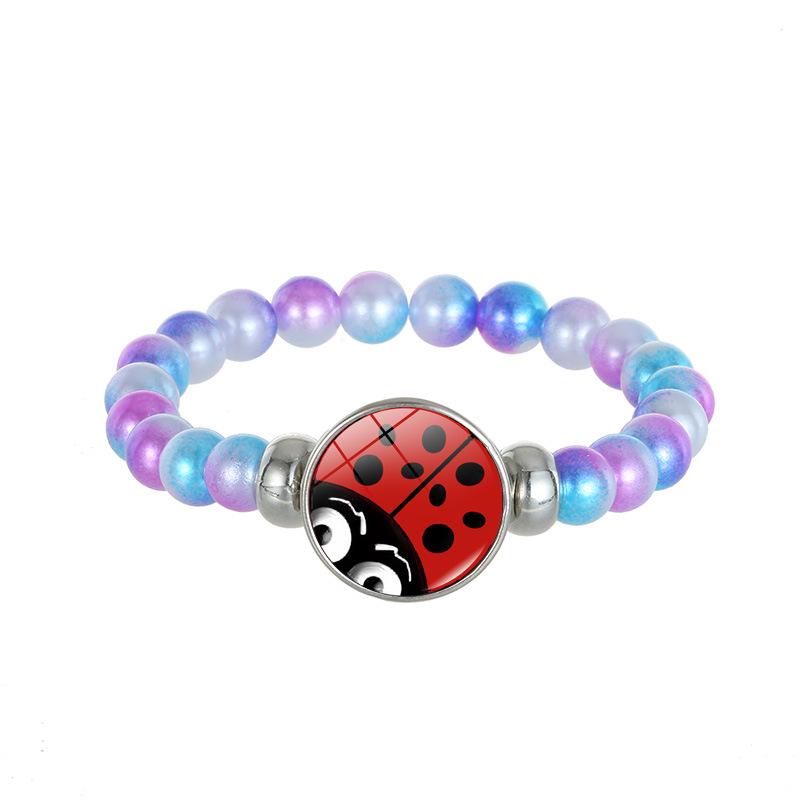 Ladybug Bear Paw Print Beaded Bracelet with Polka Dot Time Gem