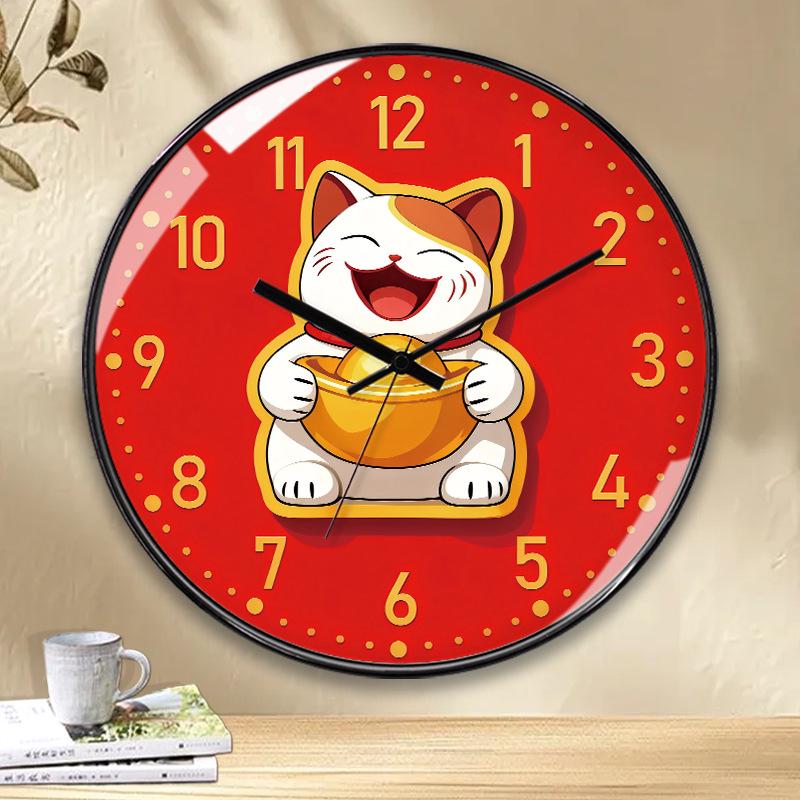

Lucky Cat Wall Clock: Luxury Silent Quartz for Living Room & Bedroom Decor 8 inches (diameter 20 cm)