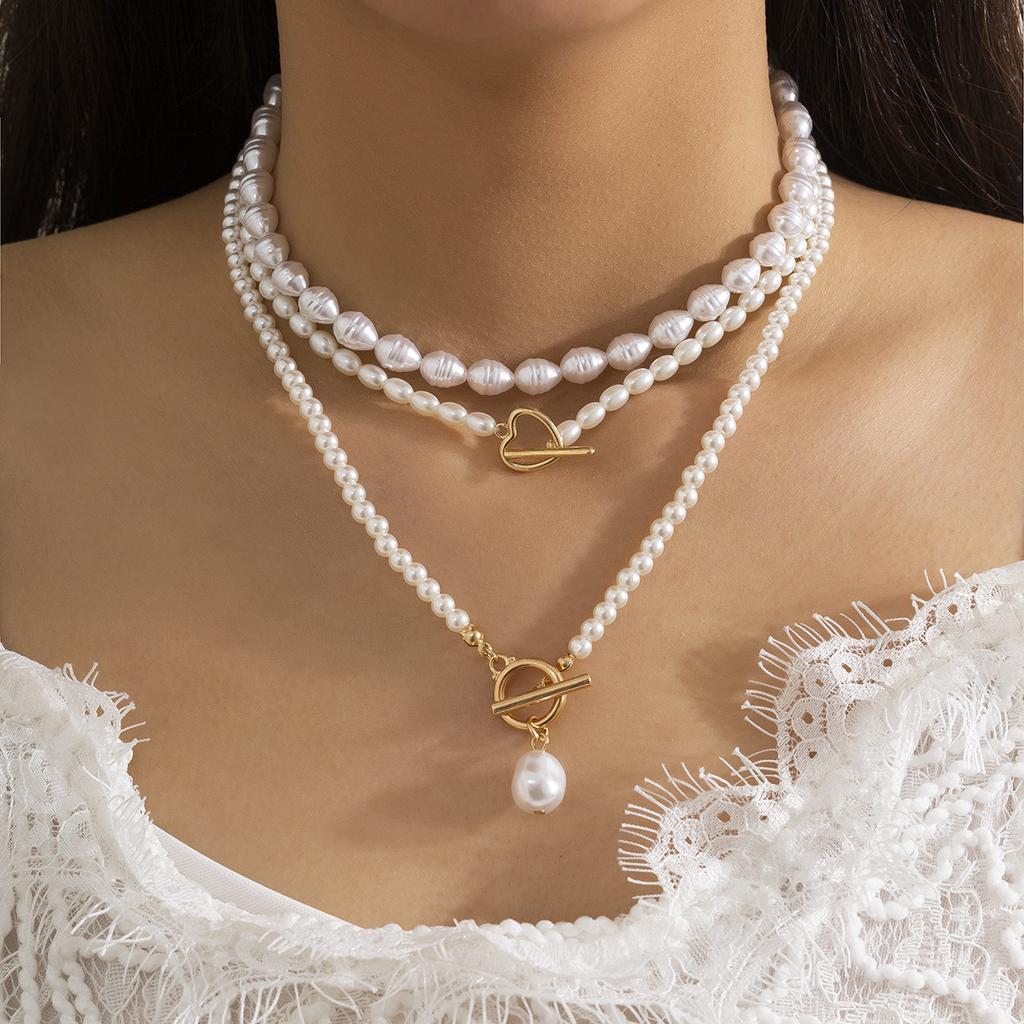 European and American, Temperament Baroque Special-shaped Pearl Necklace, Creative Irregular Chain Collarbone Necklace for Women