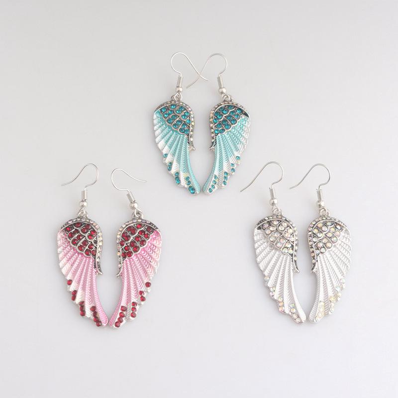 Fashion Romantic Blue White Pink Color Charm Angel Wings Earring For Women Exquisite Jewelry Gifts