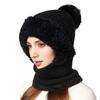 High Stretch Solid Color Knitted Mask Scarf All-In-One Hat Women's Winter Cycling Windproof Warm Hat