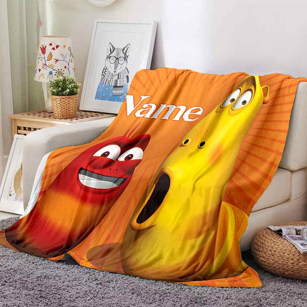 Customiz Name Personality Larva Blanket Soft &Warm Sofa Office Bed Travel Lunch Break Blanket, Gift Suitable All Seasons