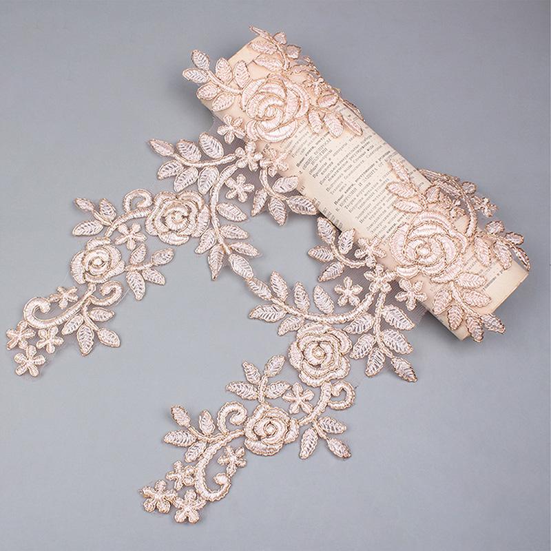 

1 пара вышитых наклеек, аксессуары для одежды, кружево для отделки свадебного платья, 16*36 см, швейная аппликация 16cm светло-розовый
