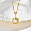 Ladies Temperament Wind Clavicle Chain 18K Gold Stainless Steel Shiny Zircon Geometric Pendant Necklace Pn-2187