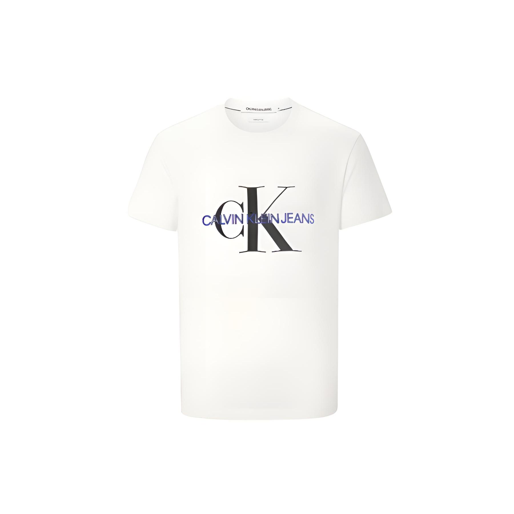 Calvin Klein Logo 3D Jelly Print Crew Neck Short Sleeve T-Shirt Men Tops White J317896 XXL