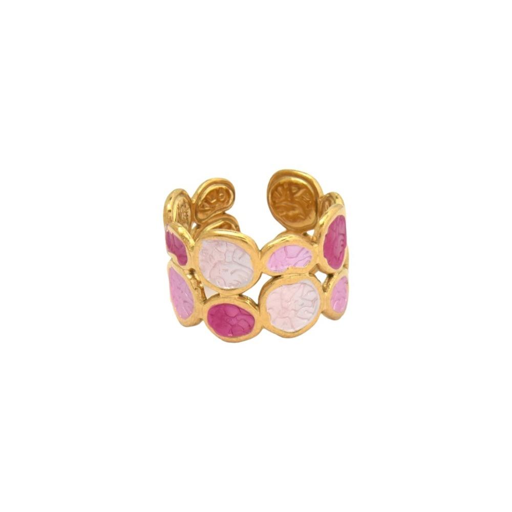 Gold-plated Oil Dripping Ring Colorful Colorful Ring Geometric Pattern Ring Wedding Gifts