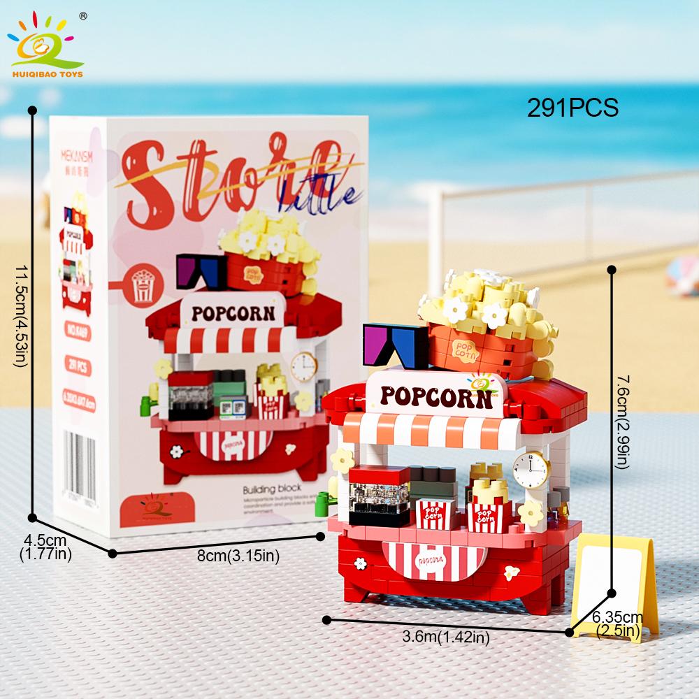 Cute MOC Dessert Street Shop Model Micro Building Block Flower Model Mini Brick Toy for Children Desk Home Decoration