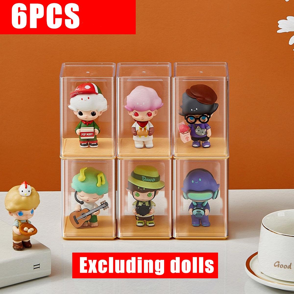 Акриловая подставка-витрина из 6 частей для коллекционных фигурок, пыленепроницаемый шкаф-органайзер, настольная витрина для хранения мини-игрушек