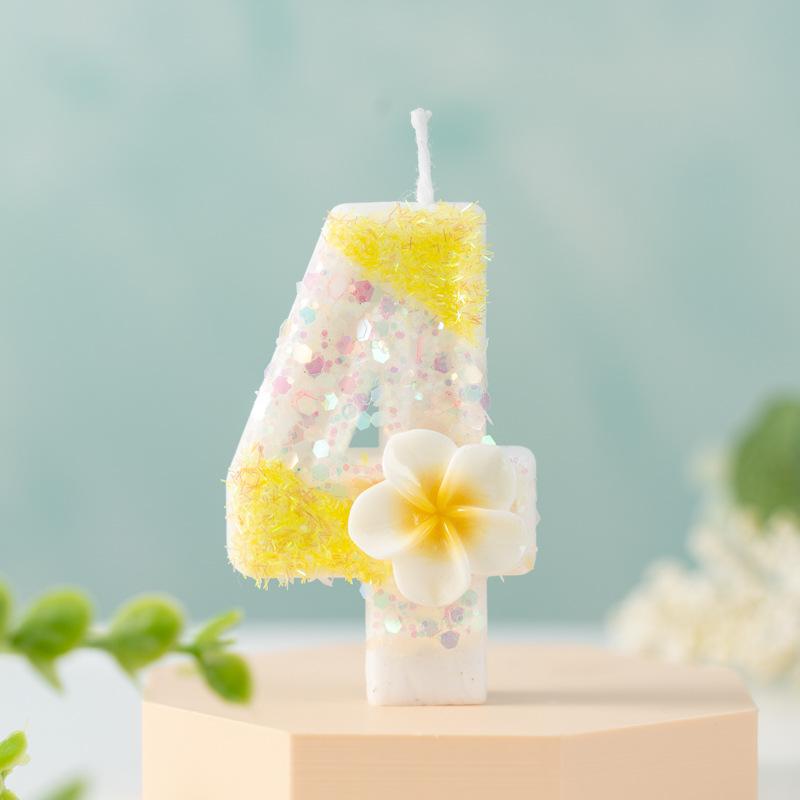 Creative Small Yellow Flower Numbers Birthday Candle Cake Party Decoration First Birthday Celebration