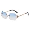 Unisex Metal Frameless Octagonal Sunglasses, Gradient Lenses With UV Protection For Daily And Outdoor Use