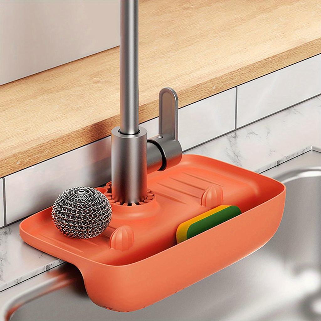 Silicone Dish Cloth Sponge Holder Adjustable Faucet Caddy Organizer Reusable Sink Drain Rack for Kitchen Bathroom Storage Access