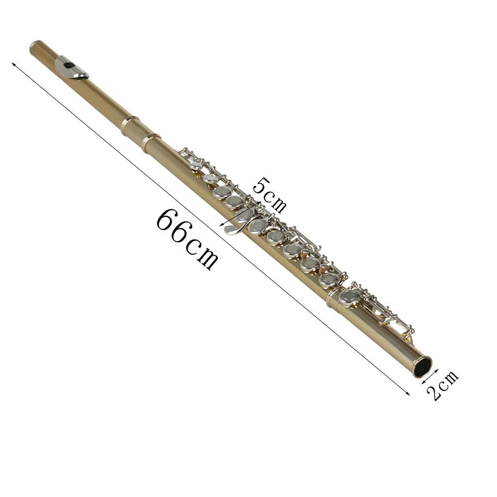 SLADE Sliver Flute 16 Closed Holes Flute C Key Gold Tube Key Flute Professional Wind Instruments Transverse Flute with E Key